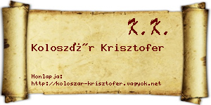 Koloszár Krisztofer névjegykártya